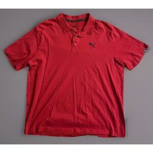 Puma Polo Golf Shirt Mens Red Short Sleeve Shirt Embroidered Logo Size XL